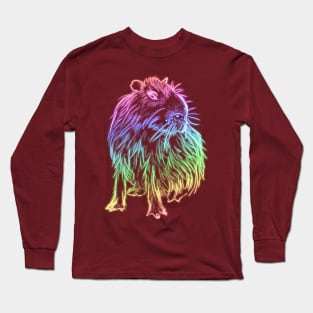 Rainbow neon capybara Long Sleeve T-Shirt